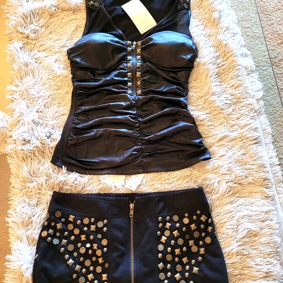 NWT 2 Piece Studded Skirt Set - Picture 1 of 4